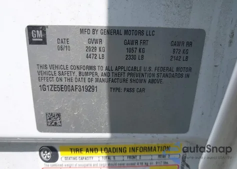 2010 Chevrolet Malibu Ltz from USA, damaged, VIN 1G1ZE5E00AF319291